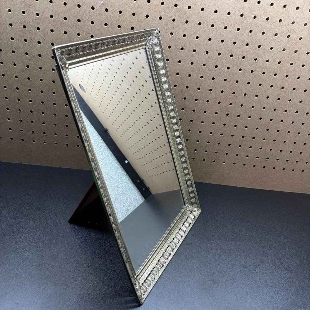 Vintage Gold Toned Vanity Dresser Tray or Mirror Frame with ornate border 15